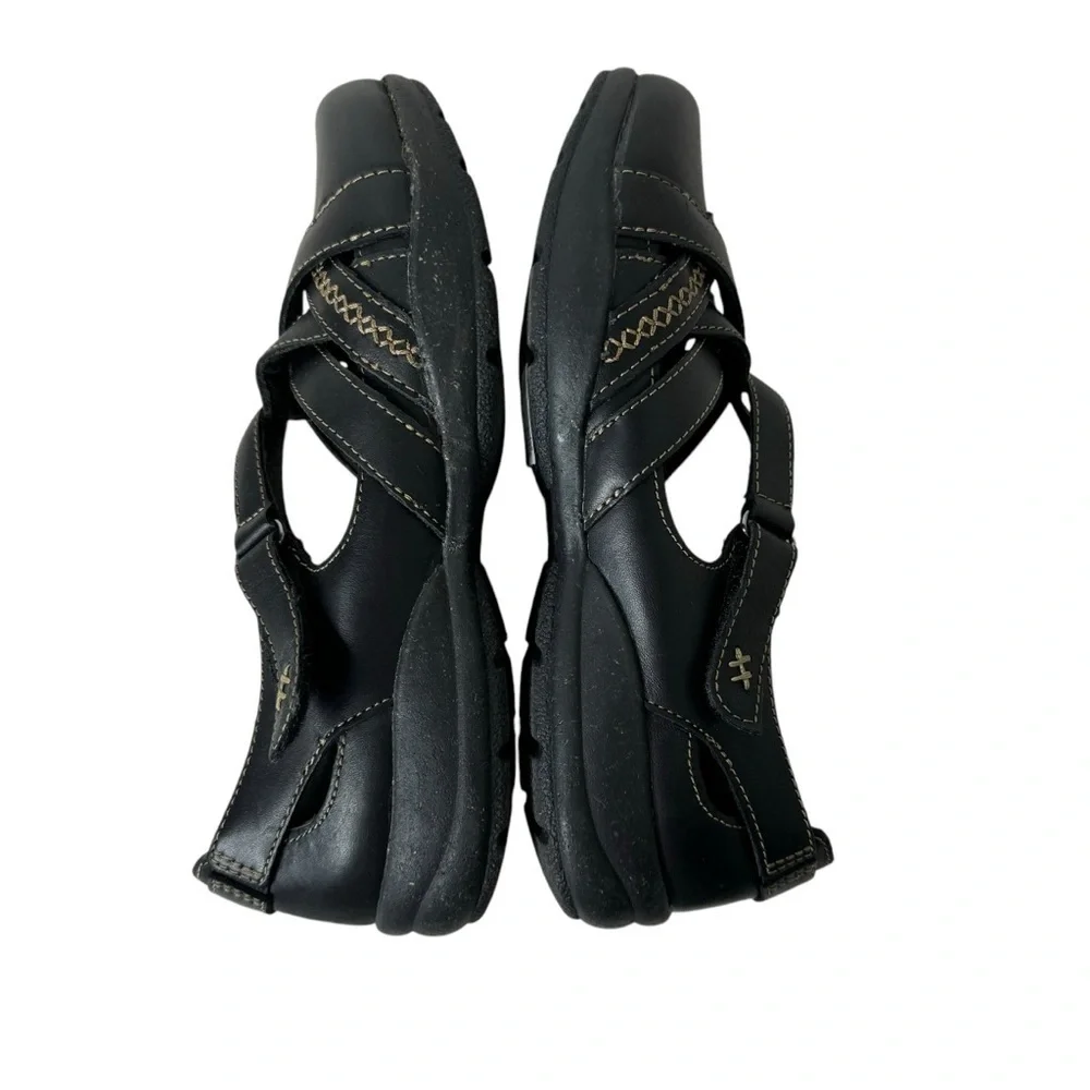 Clarks Roseville Step Mary Jane Flat Black Leather‎ 7